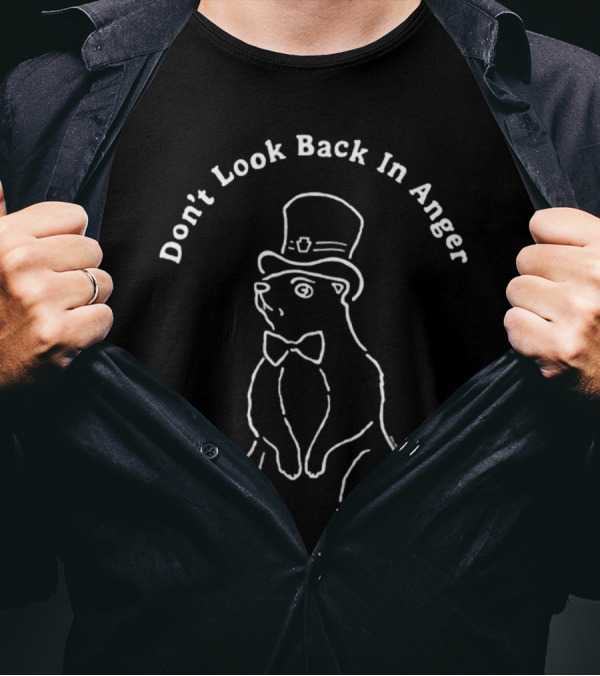 Don't Look Back In Anger Bear In Top Hat And Bow Tie T-Shirt