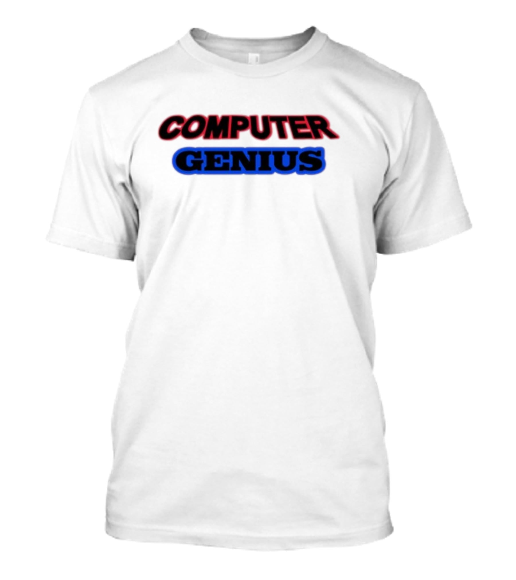 Omweekend Red Blue Computer Genius T-Shirt