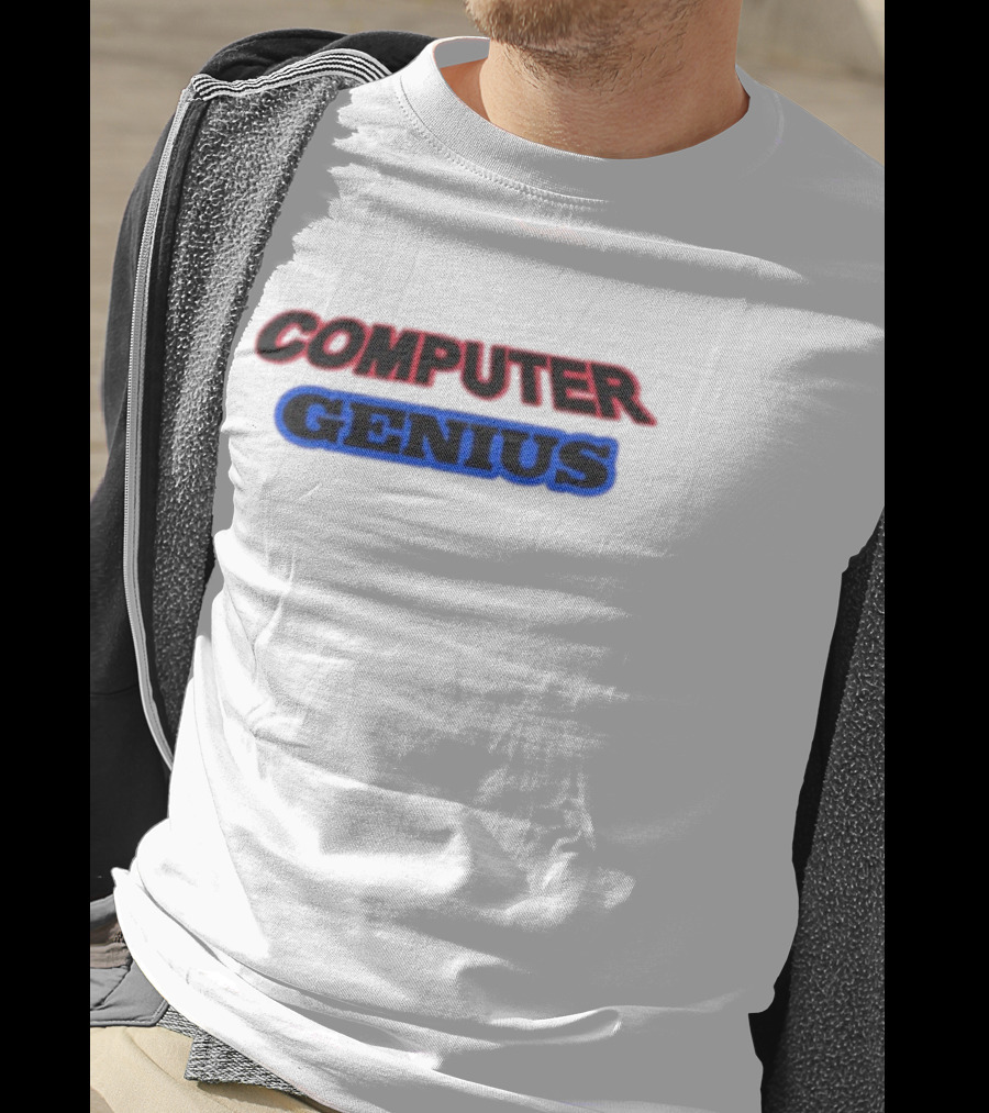 Omweekend Red Blue Computer Genius T-Shirt