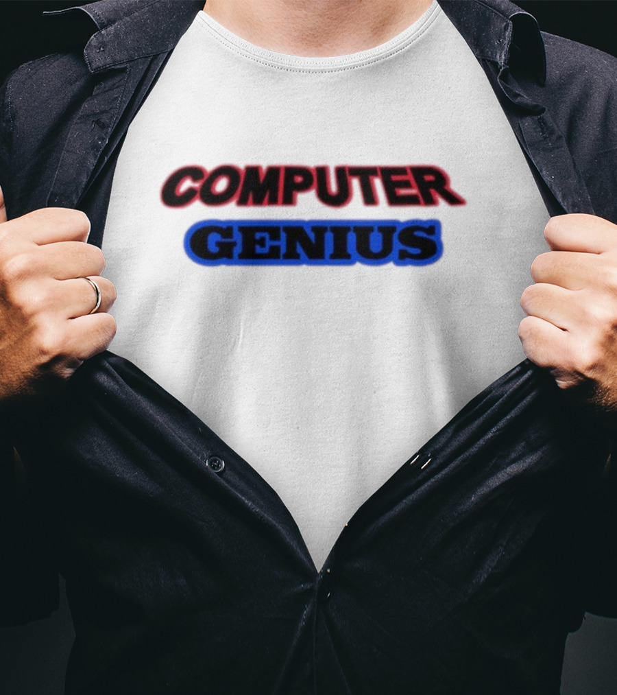 Omweekend Red Blue Computer Genius T-Shirt