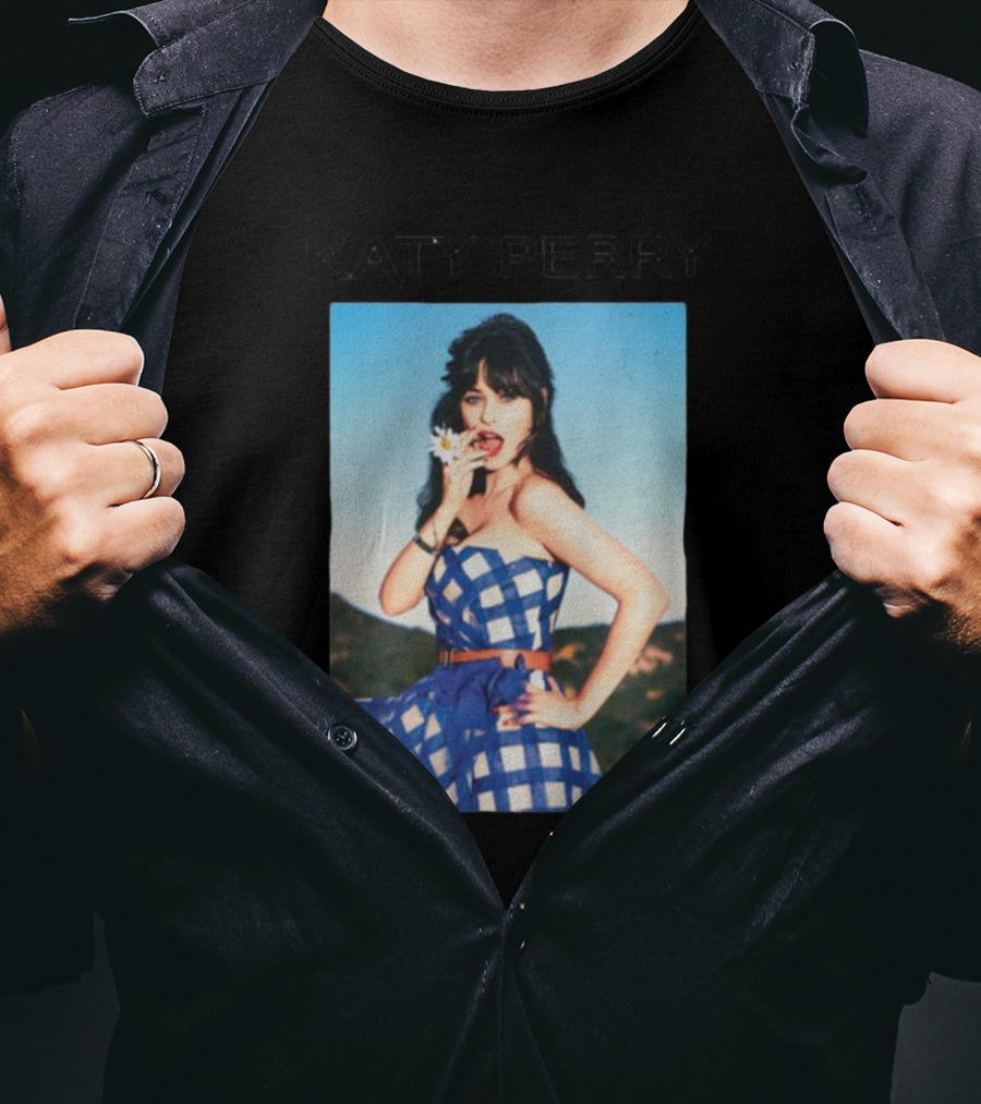 Katy Perry Blue Checkered Dress Photo T-Shirt