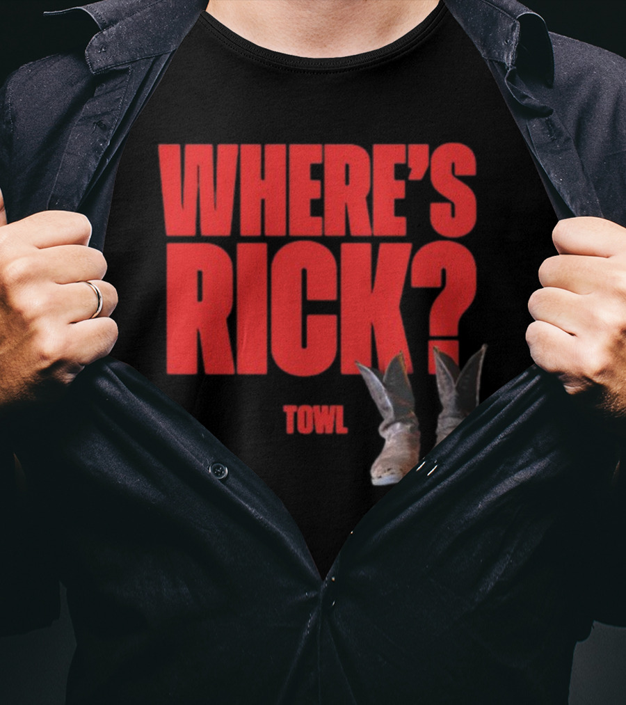 WHERE'S RICK TOWL Cowboy Boots Mystery T-Shirt