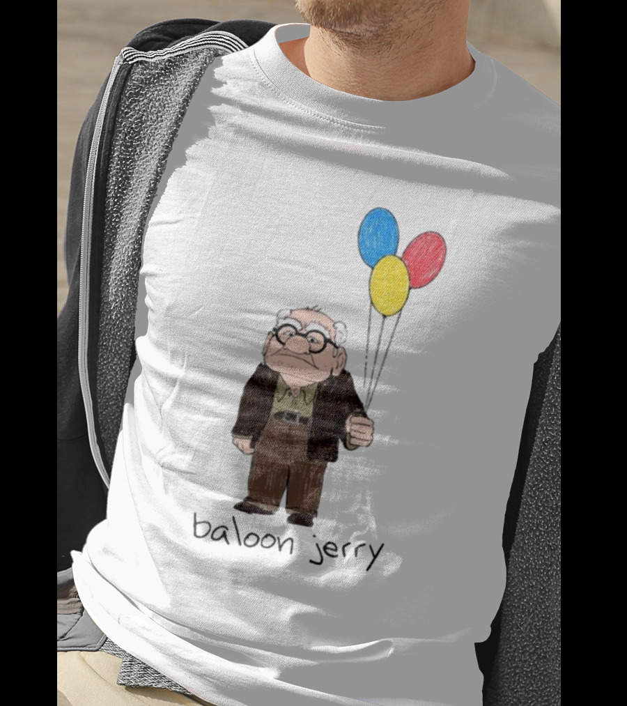 Baloon Jerry Elderly Cartoon Holding Colorful Balloons T-Shirt