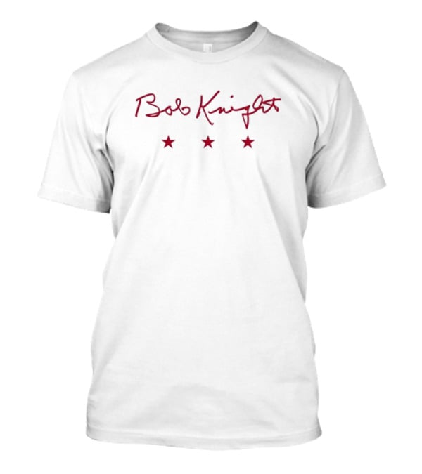 Bob Knight Red Signature Three Stars Indiana Basketball T-Shirt