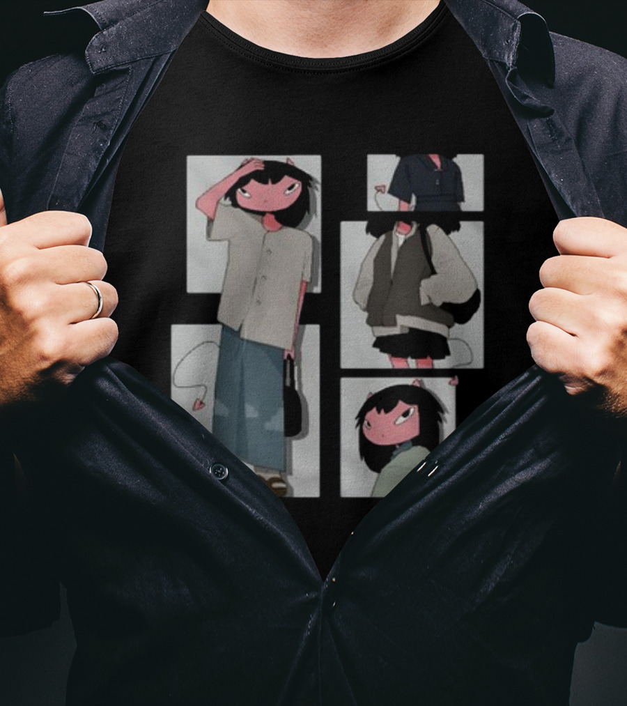 Chew Wisher Cat Humanoid Characters Panels T-Shirt