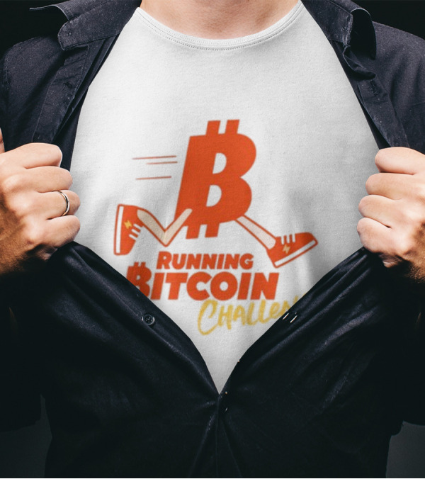 Fran Finney Running Bitcoin Challenge Icon With Sneaker Dollar T-Shirt