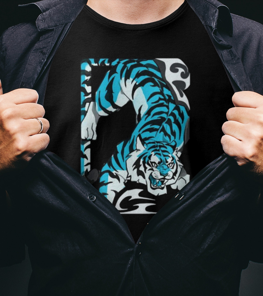 Mawili Poisonp1nk Blue Tiger Stripes T-Shirt