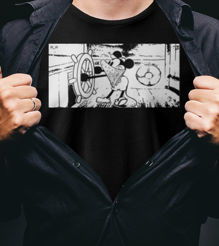 Memeulous Mickey Hood Vintage Steamboat Pizza Sailor T-Shirt