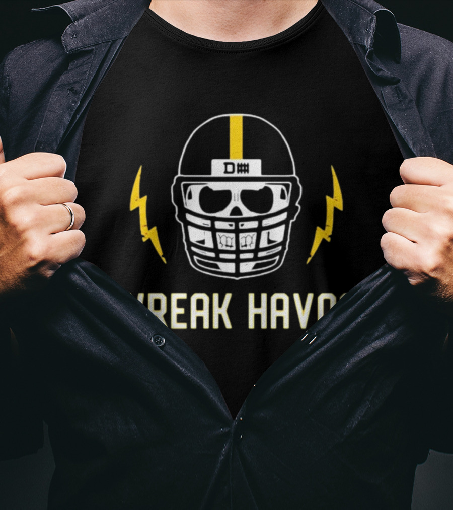 Pittsburgh Defense Skull Helmet Wreak Havoc T-Shirt