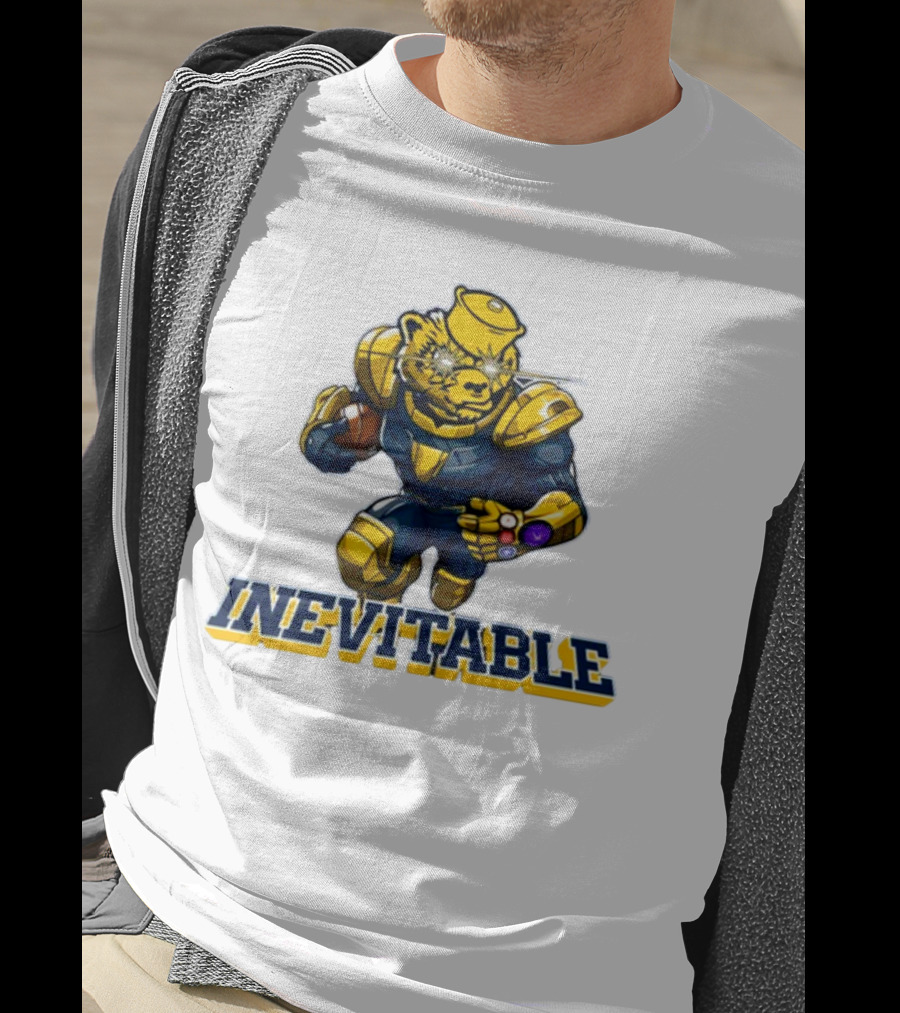 Michigan Inevitable Bear In Armor Football Character T-Shirt
