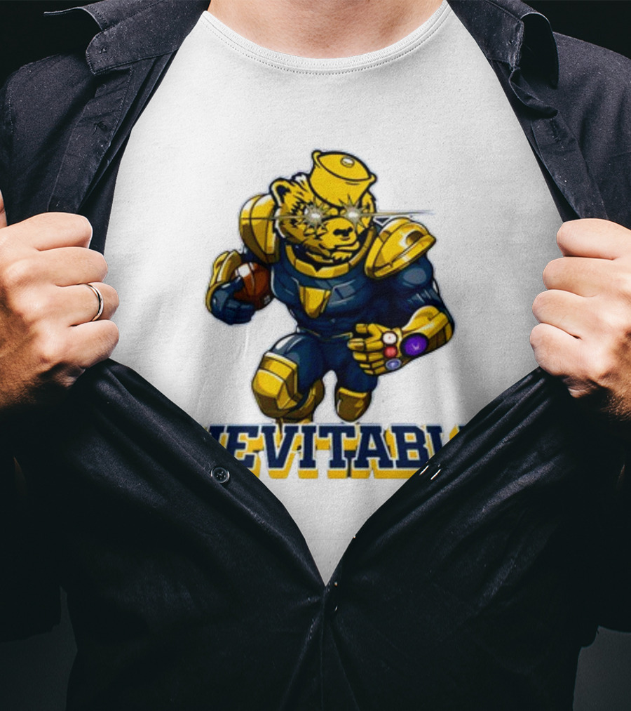 Michigan Inevitable Bear In Armor Football Character T-Shirt
