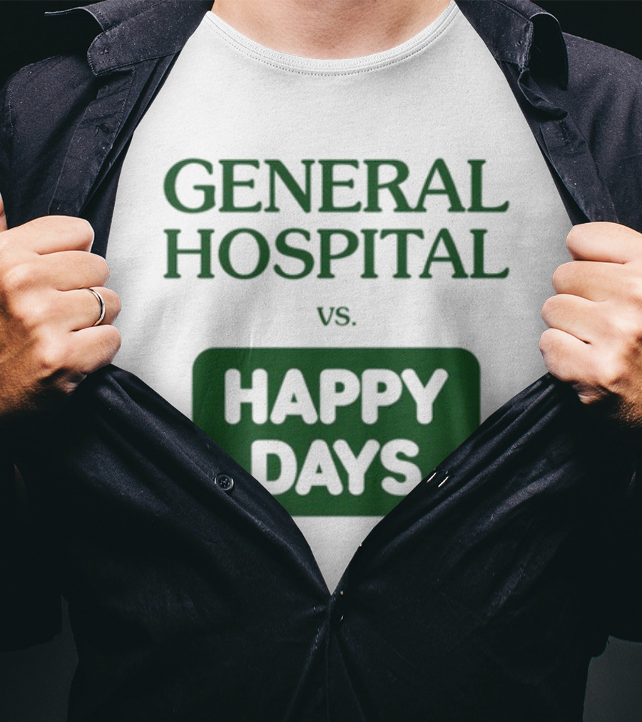 General Hospital Vs. Happy Days Retro TV Show Face-Off T-Shirt