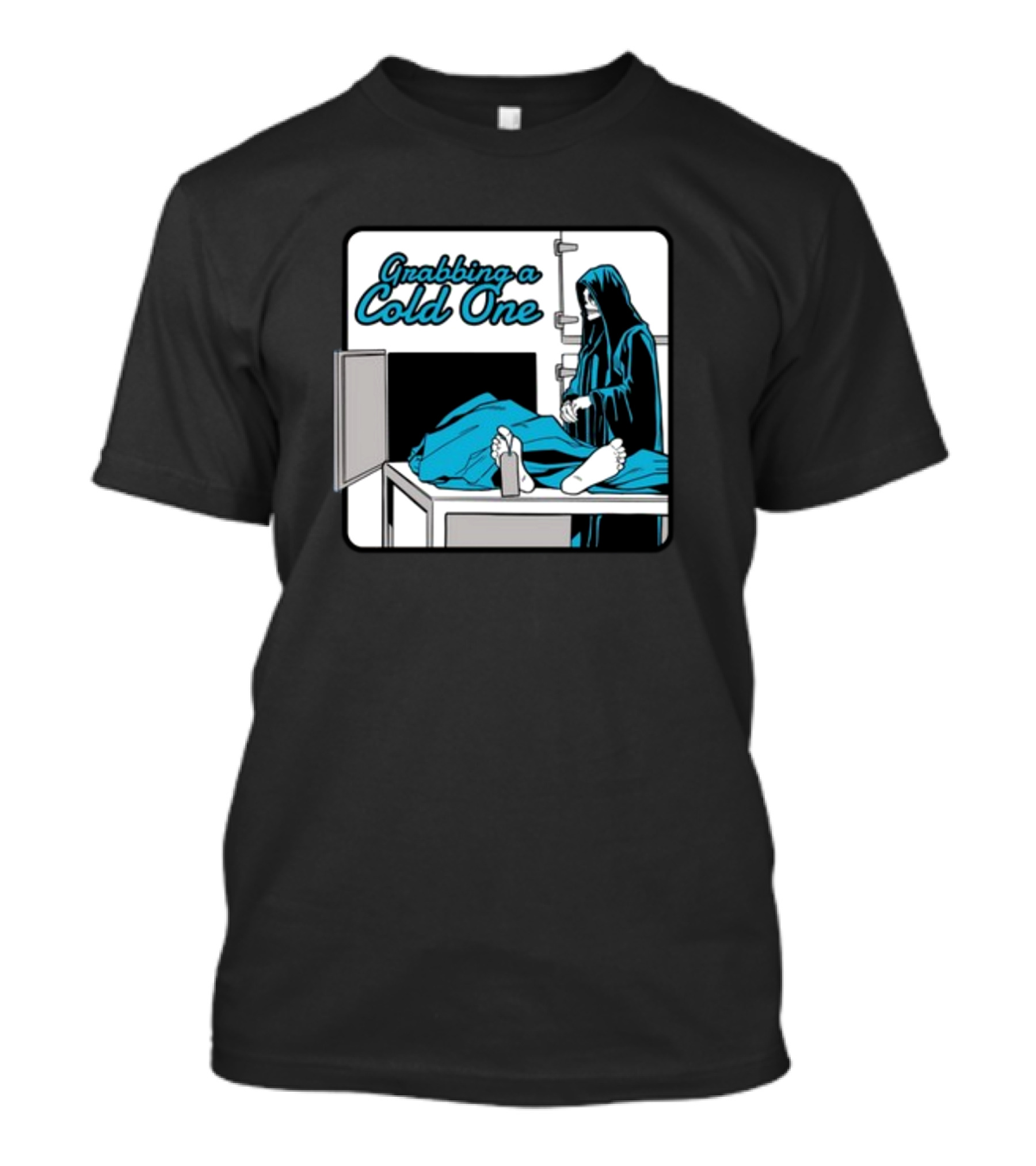 Grabbing A Cold One Grim Reaper With Feet On Morgue Table T-Shirt