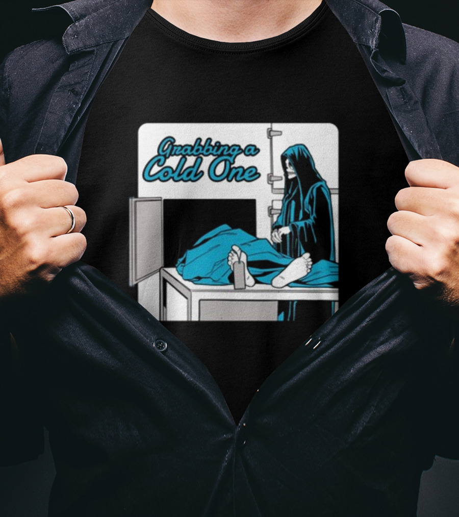Grabbing A Cold One Grim Reaper With Feet On Morgue Table T-Shirt