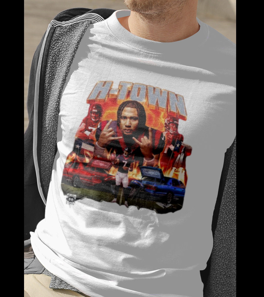 H-Town CJ Stroud Football Grid Iron Texas Pride Flames T-Shirt