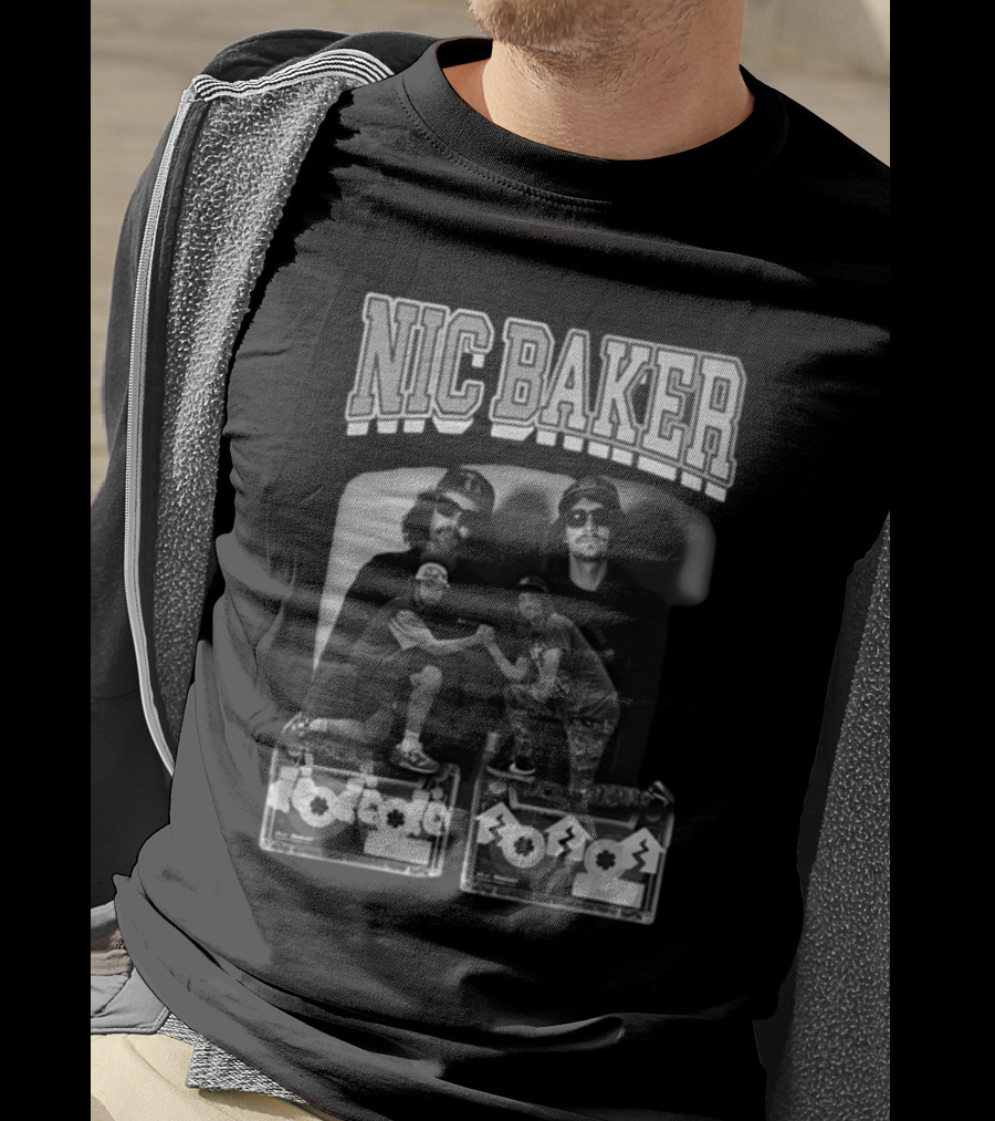 Nic Baker Mixtape 80s Style Skateboarders Retro Black And White Photography T-Shirt