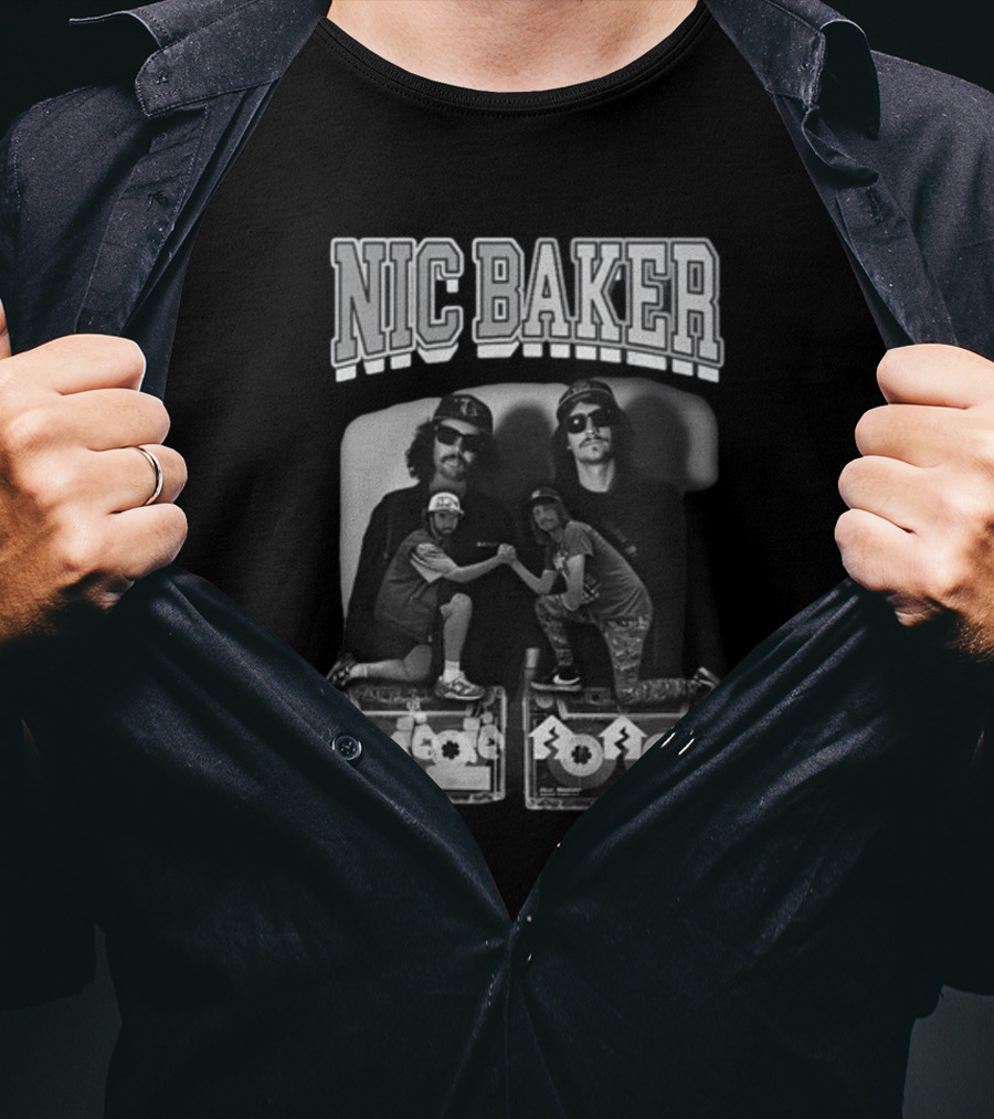 Nic Baker Mixtape 80s Style Skateboarders Retro Black And White Photography T-Shirt