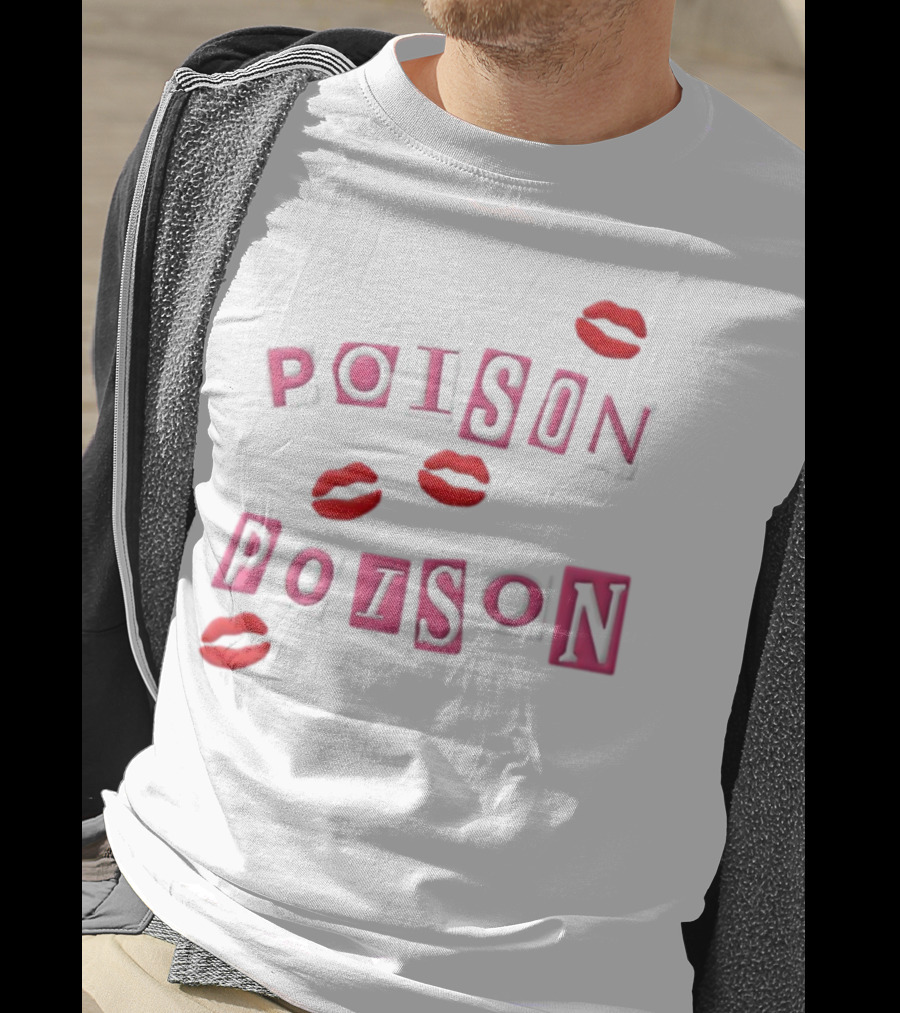 POISON POISON Red Lips Text Blocks T-Shirt