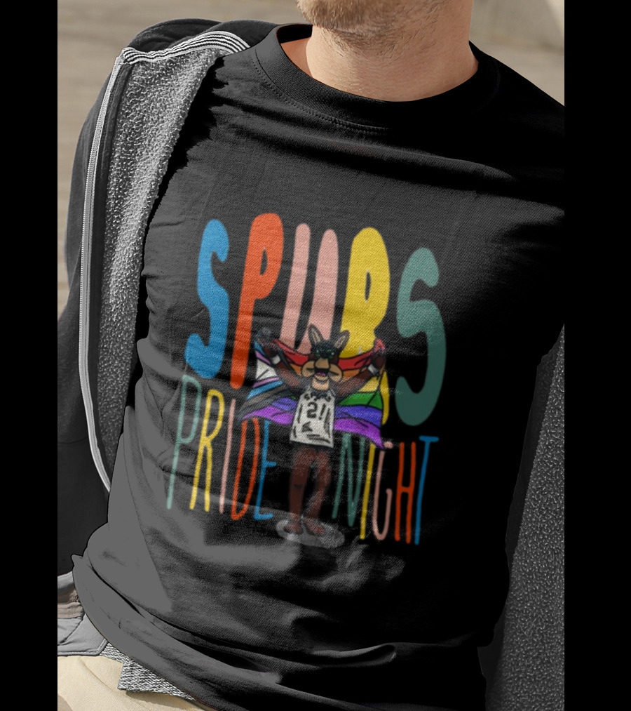 Spurs Pride Night Rainbow Flag Mascot 21 T-Shirt