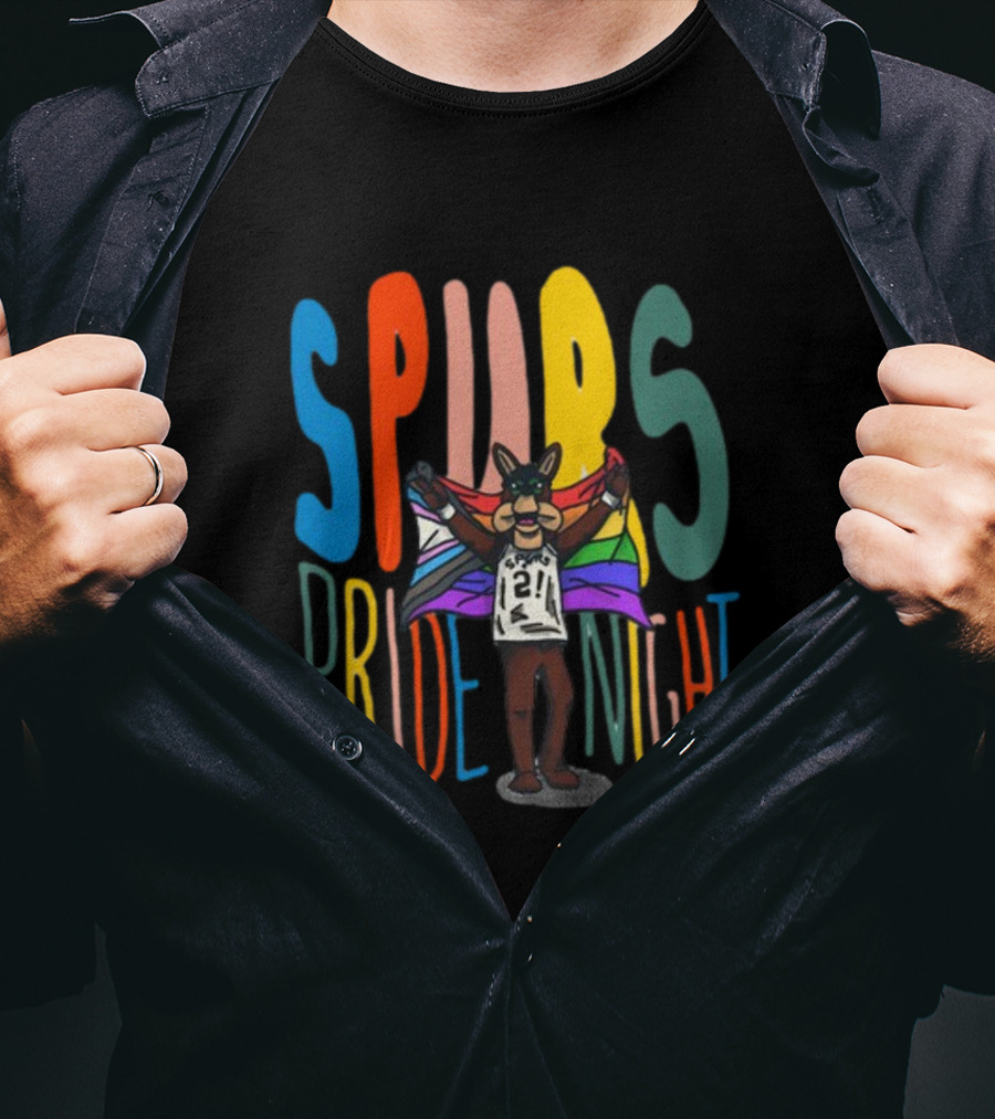 Spurs Pride Night Rainbow Flag Mascot 21 T-Shirt