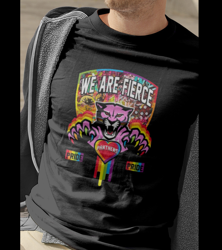 We Are Fierce Panthers Pride Colorful Rainbow Badge T-Shirt