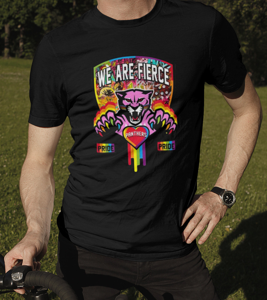 We Are Fierce Panthers Pride Colorful Rainbow Badge T-Shirt