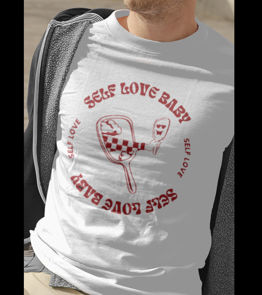 Self Love Baby Hand Mirror Reflection Checkered Arm Hearts T-Shirt