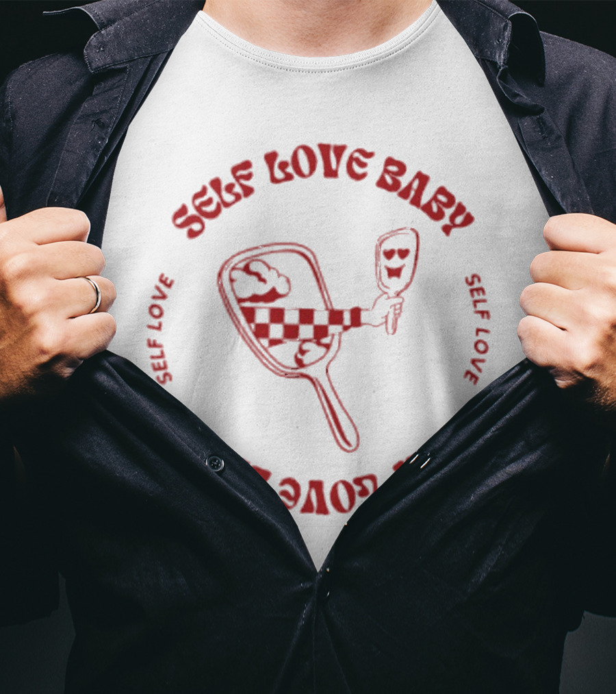 Self Love Baby Hand Mirror Reflection Checkered Arm Hearts T-Shirt