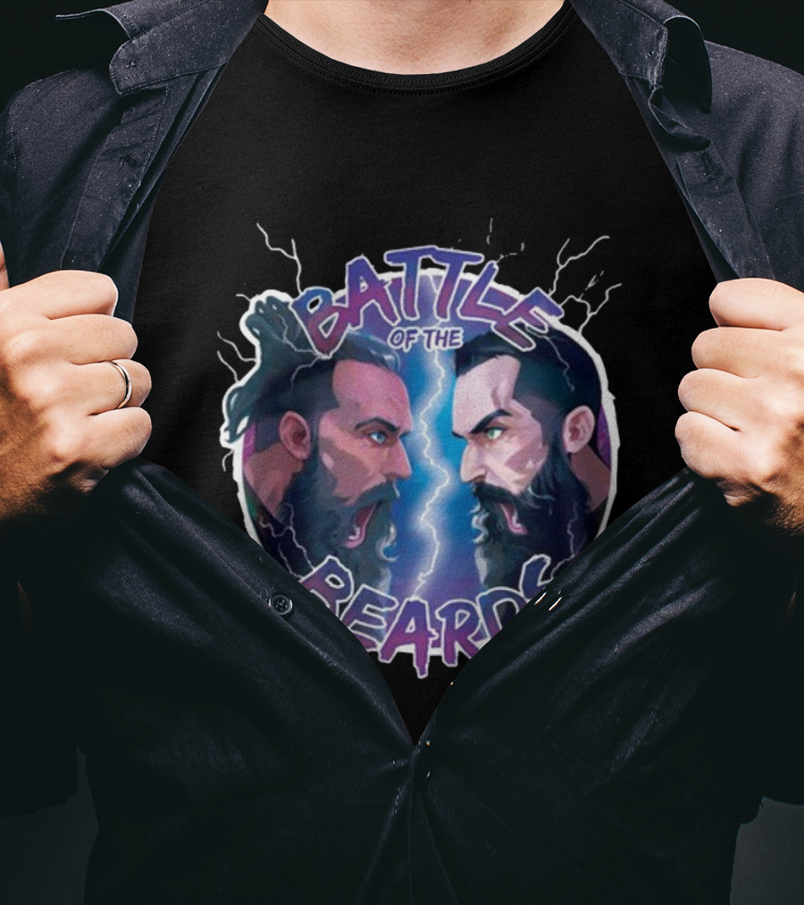 BATTLE OF THE BEARDS Showdown Clash Thunder Bolts T-Shirt