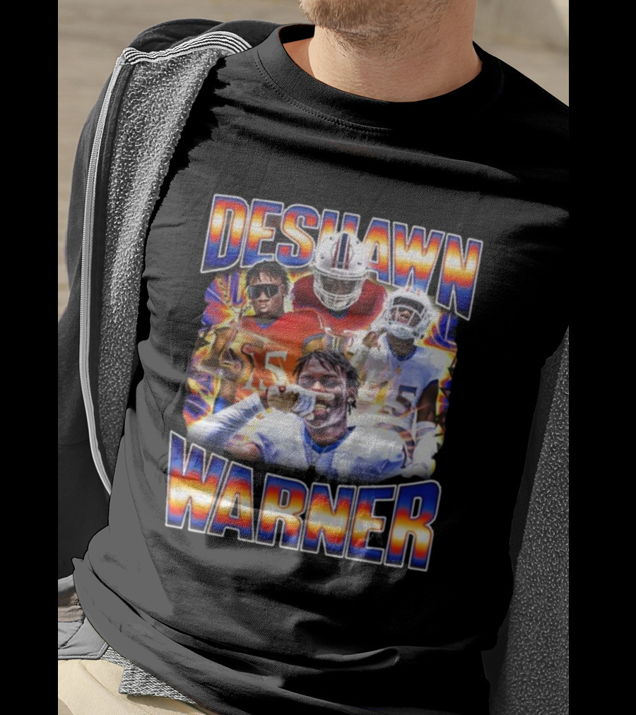 Desawn Warner Football Athletes Action Collage T-Shirt