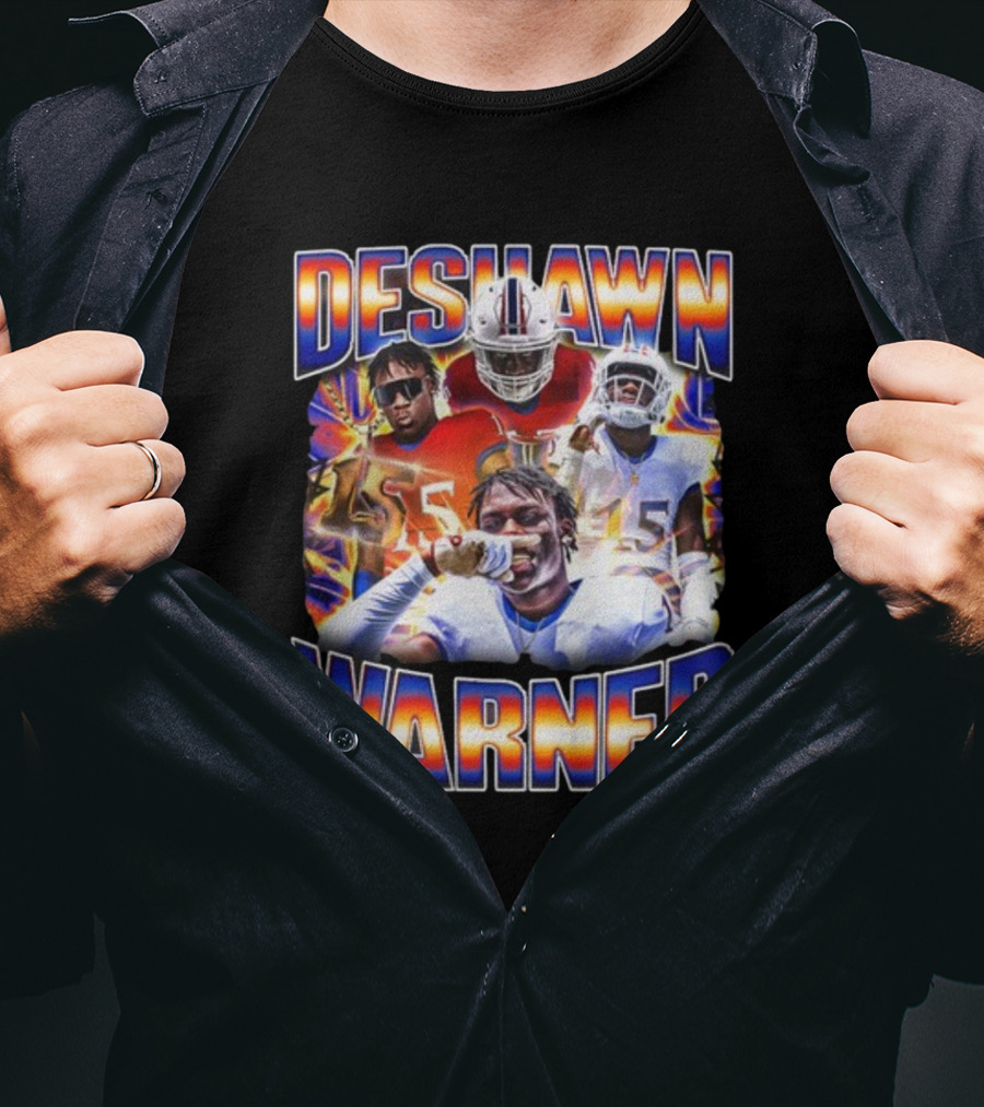 Desawn Warner Football Athletes Action Collage T-Shirt