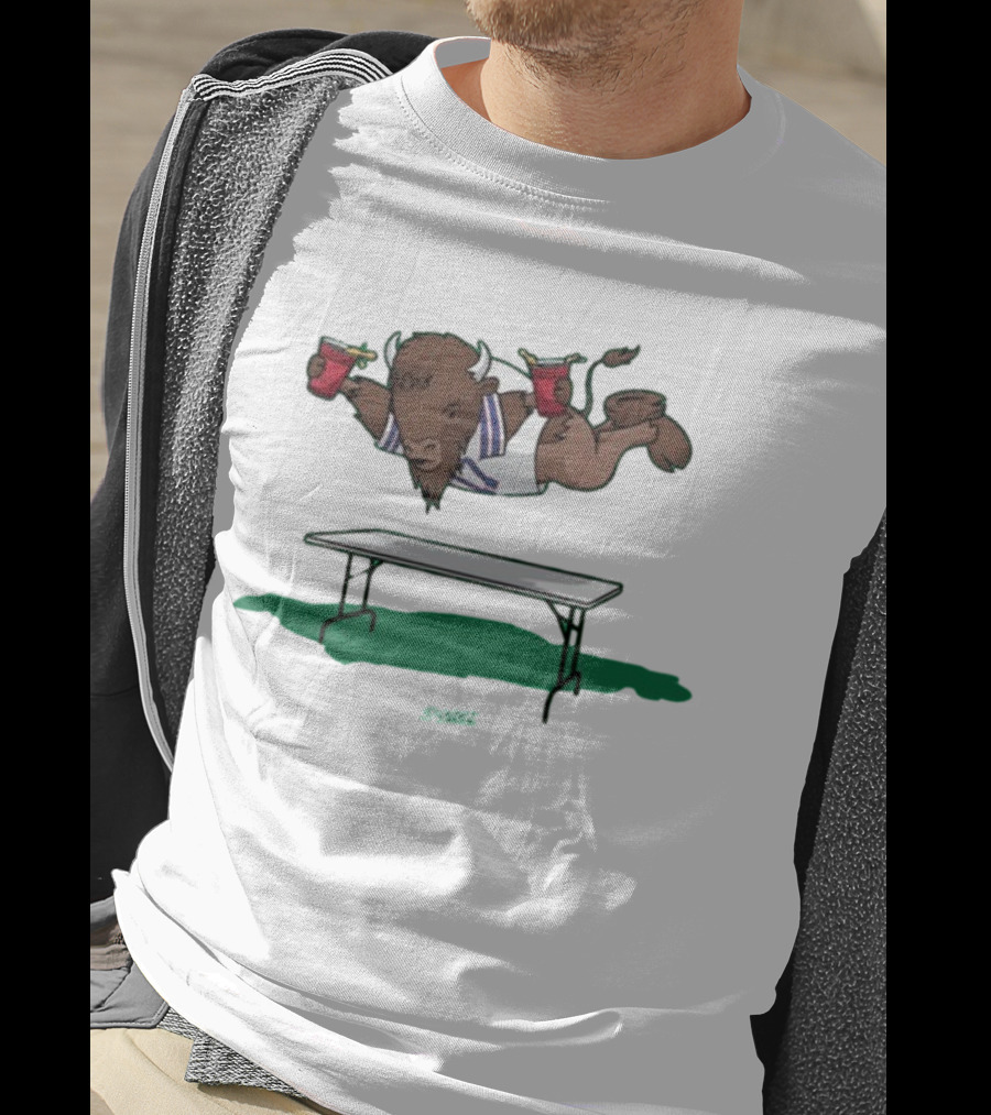 Smack Buffalo Jumping Over Table With Red Cups T-Shirt