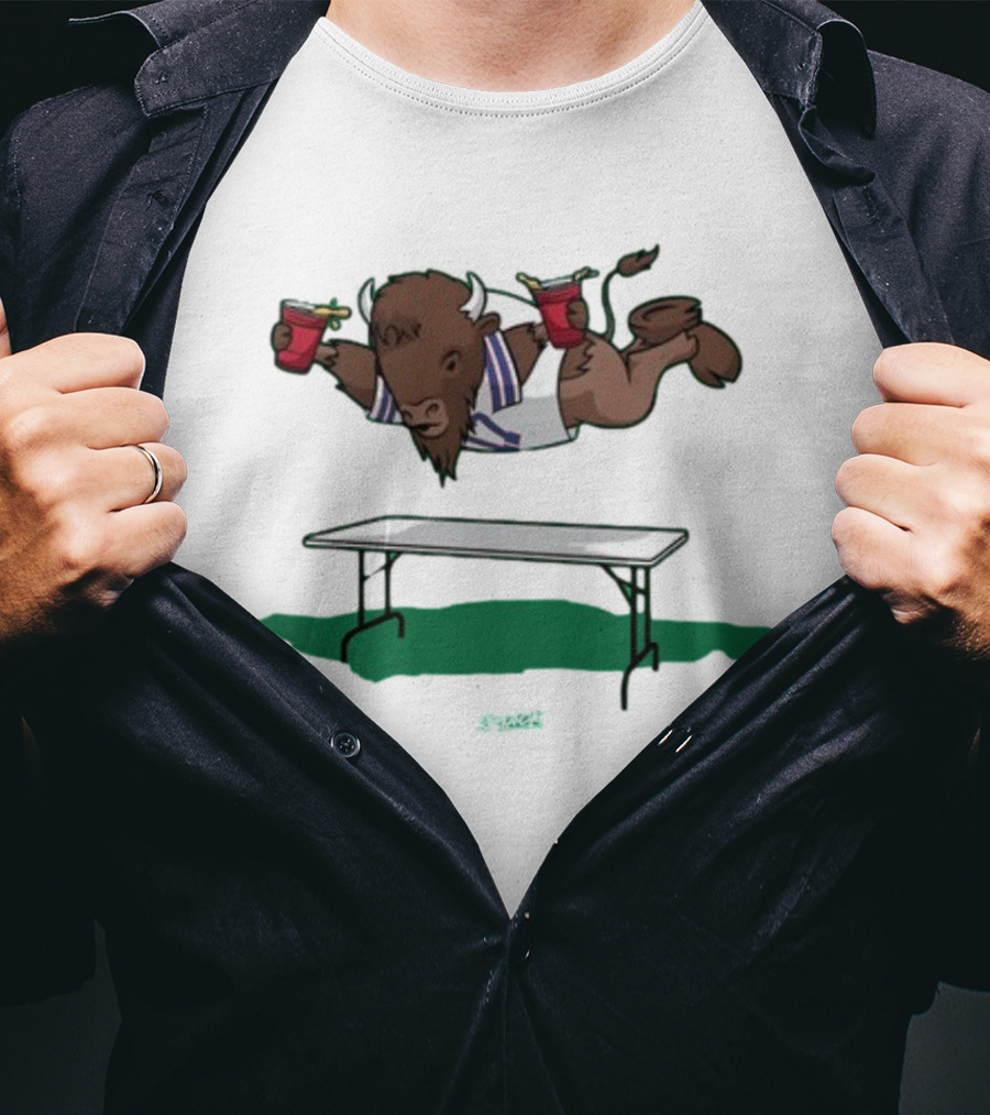 Smack Buffalo Jumping Over Table With Red Cups T-Shirt
