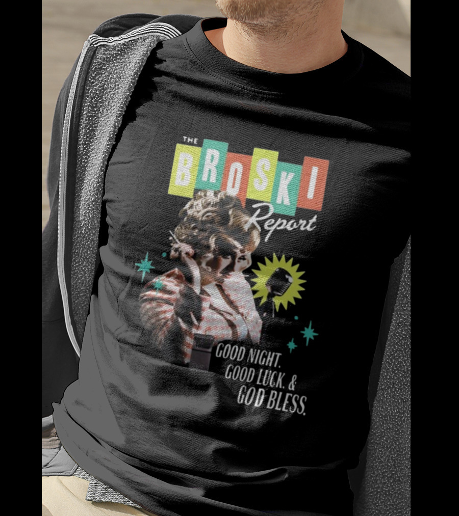 The Broski Report Good Night Good Luck God Bless Retro Style Microphone T-Shirt