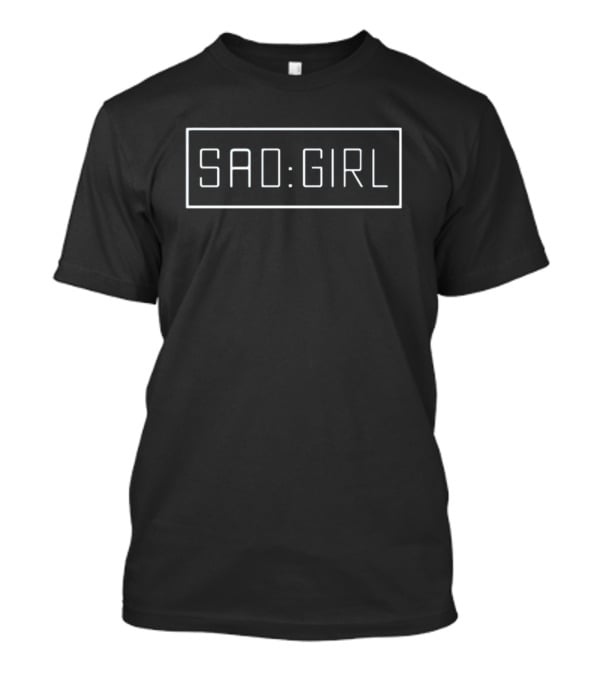 SAD GIRL Minimalist White Outline Typography T-Shirt