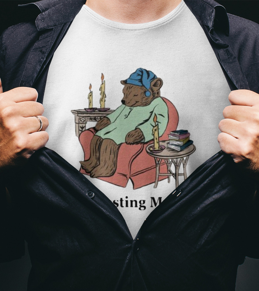 Resting My Eyes Bear In Pajamas With Candles And Books T-Shirt