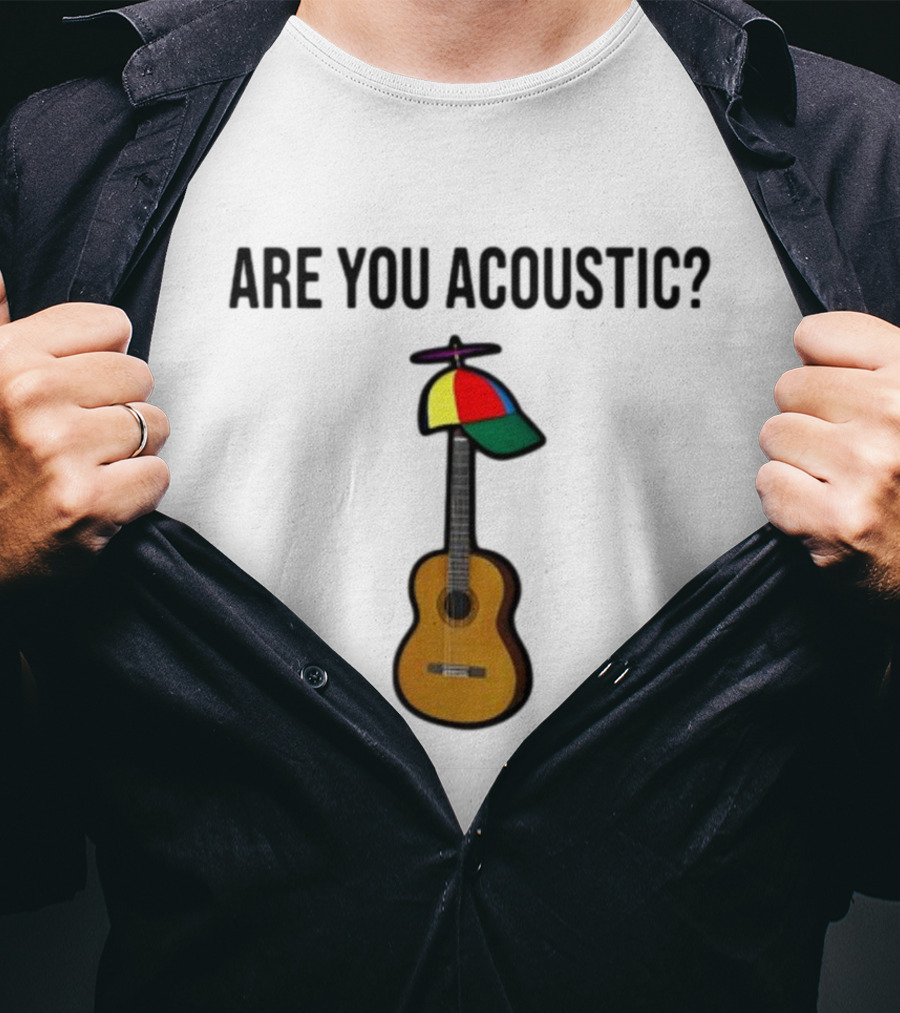 Are You Acoustic Guitar With Colorful Propeller Hat T-Shirt