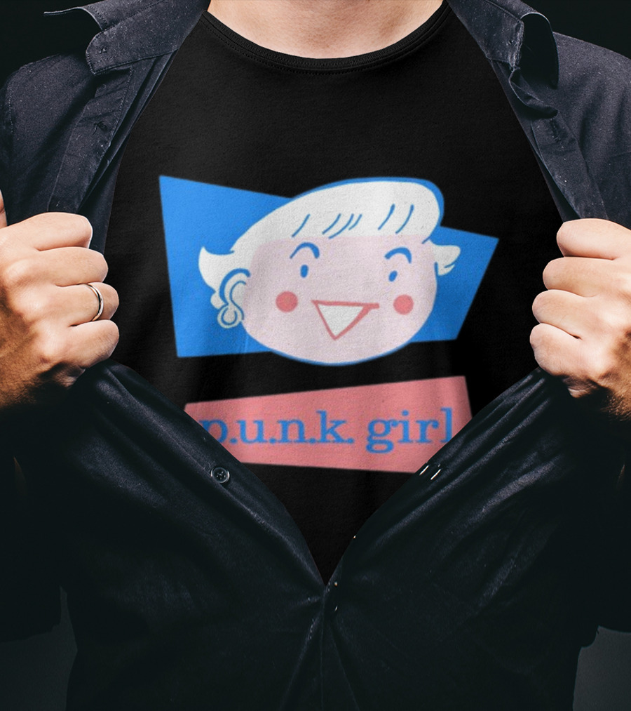 P.U.N.K. Girl Retro Cartoon Style Face T-Shirt