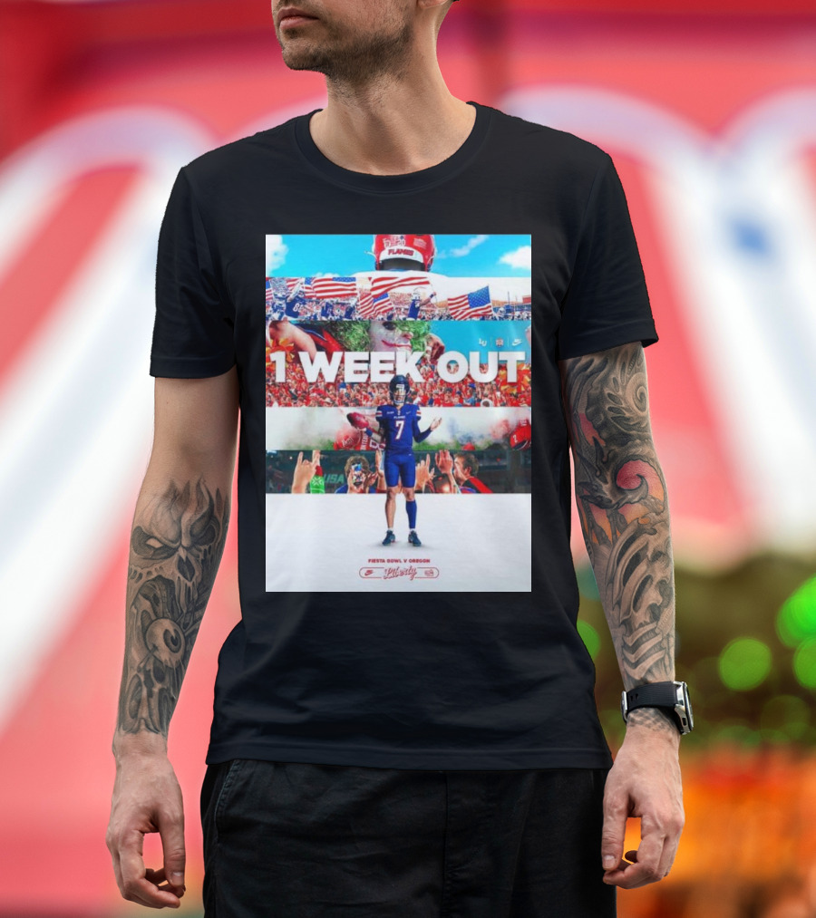 1 Week Out Fiesta Bowl Liberty vs Oregon Football Countdown T-Shirt