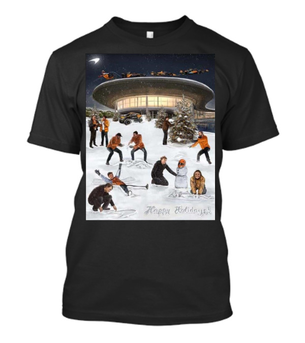 Merry Christmas Happy Holidays McLaren Racing Team Snowy T-Shirt