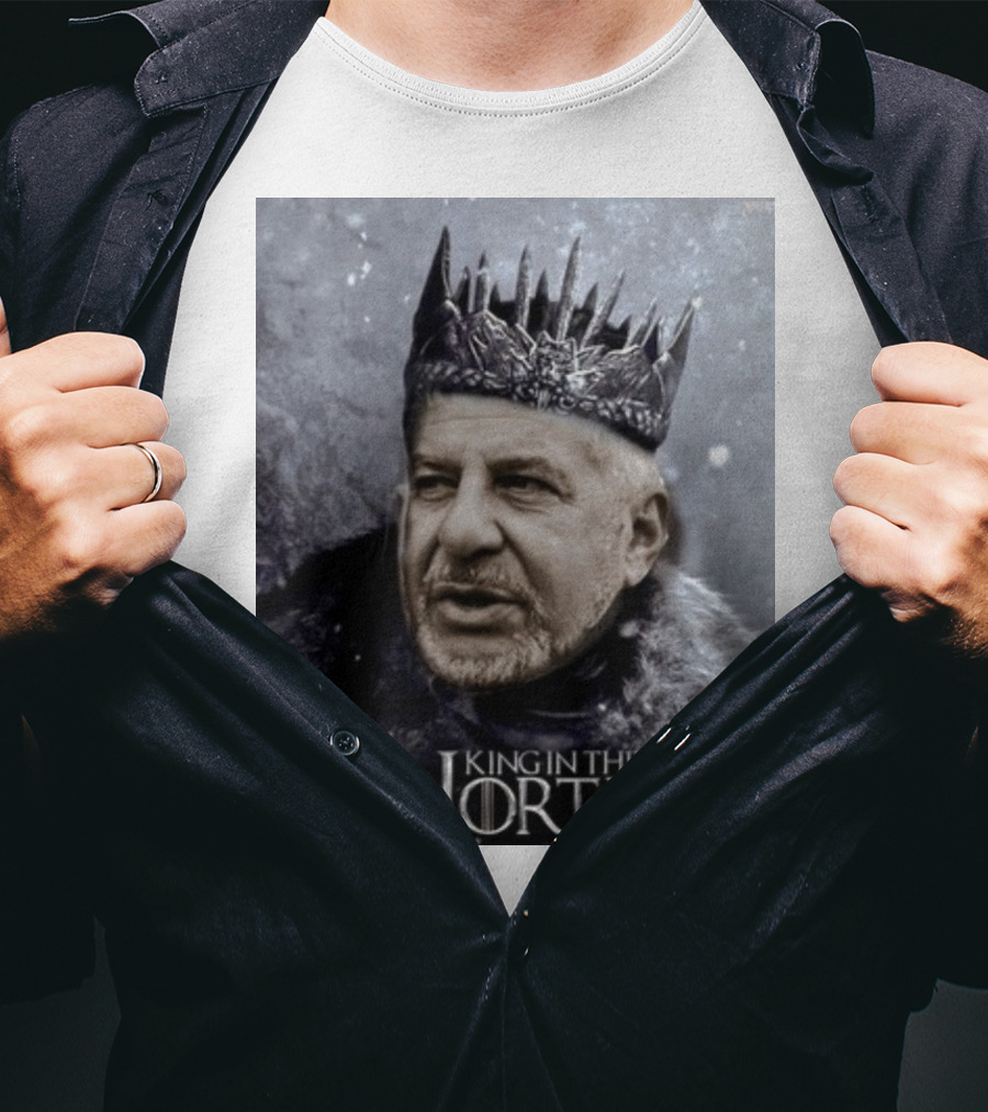 Bill Belichick King In The North Game Of Thrones Style Crown And Fur Cloak T-Shirt