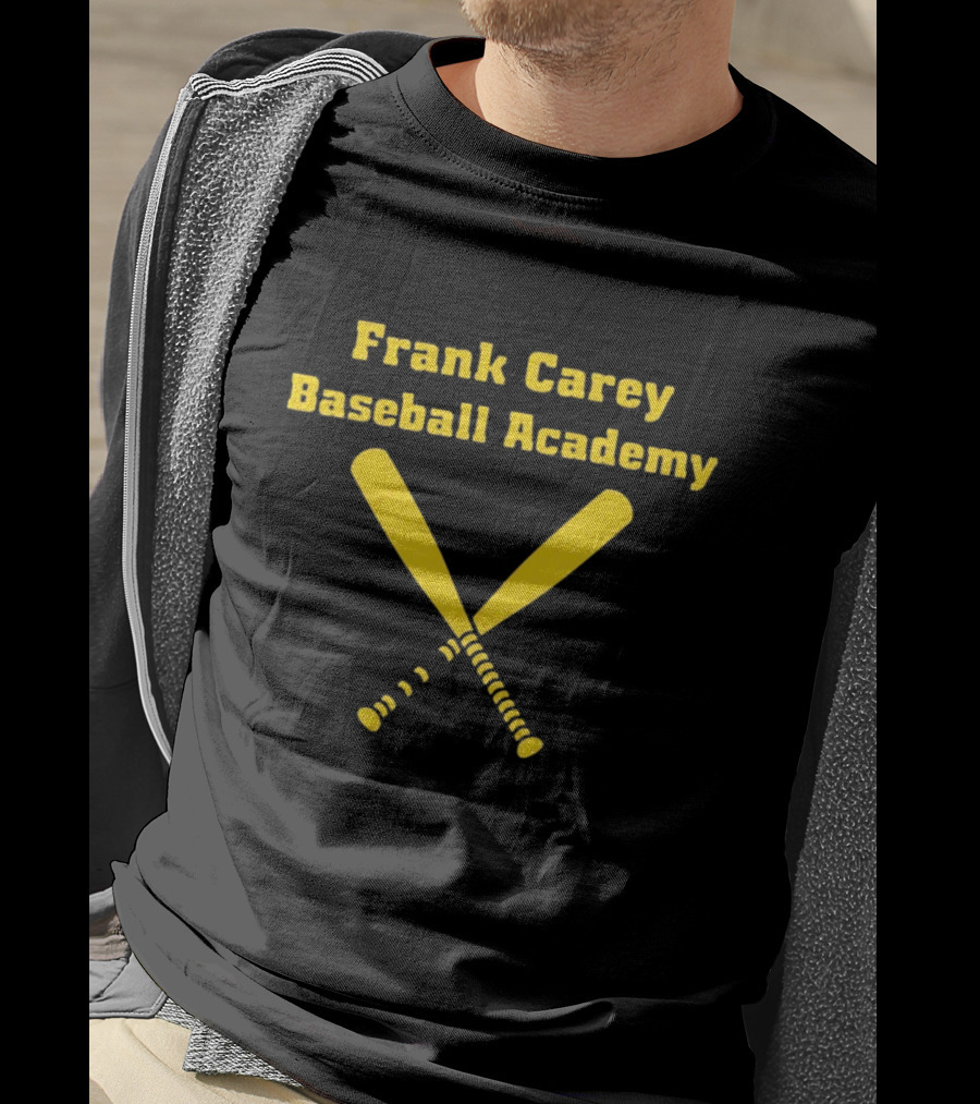 Frank Carey Baseball Academy Yellow Crossed Bats T-Shirt