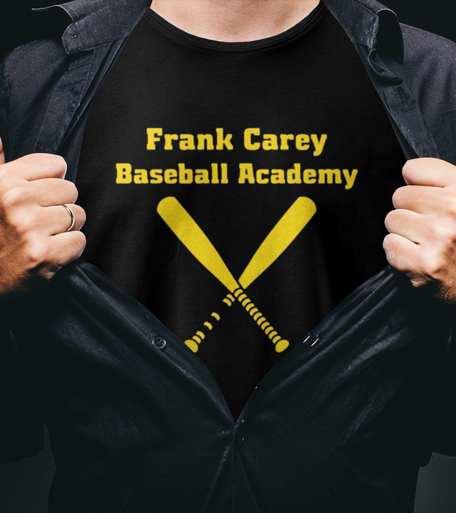 Frank Carey Baseball Academy Yellow Crossed Bats T-Shirt