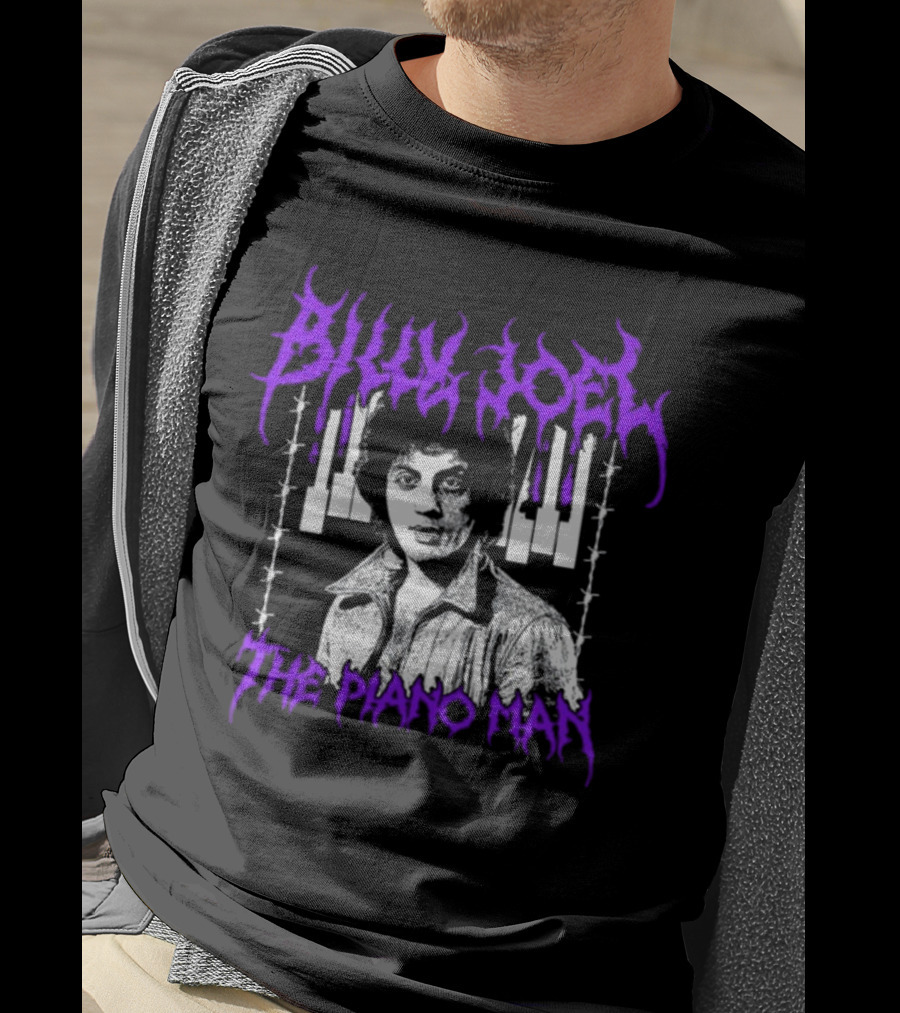 Billy Joel The Piano Man Purple Lettering Piano Keys T-Shirt