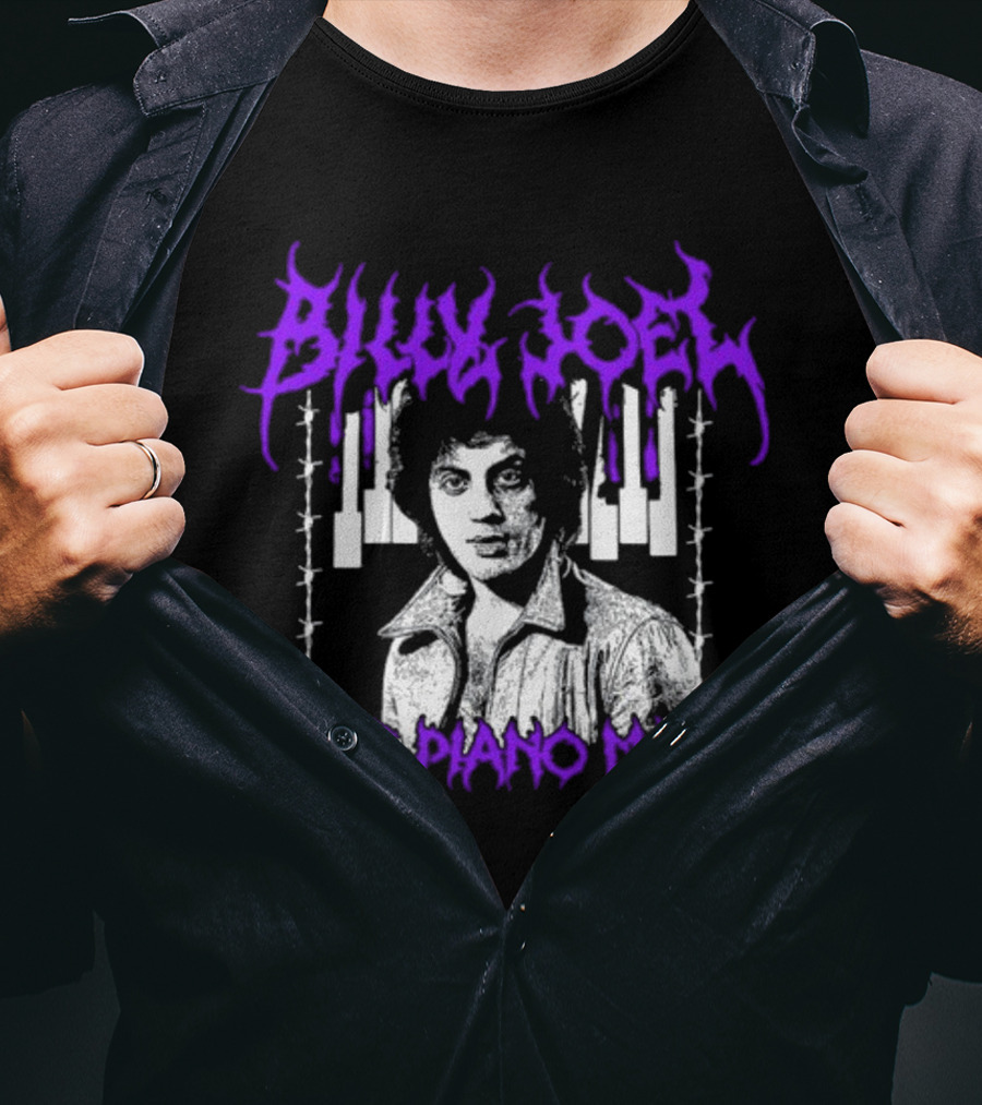 Billy Joel The Piano Man Purple Lettering Piano Keys T-Shirt