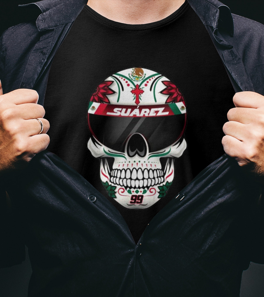Danielsuarezracing Suárez Skull Helmet Visor 99 Mexican Flag Motif T-Shirt