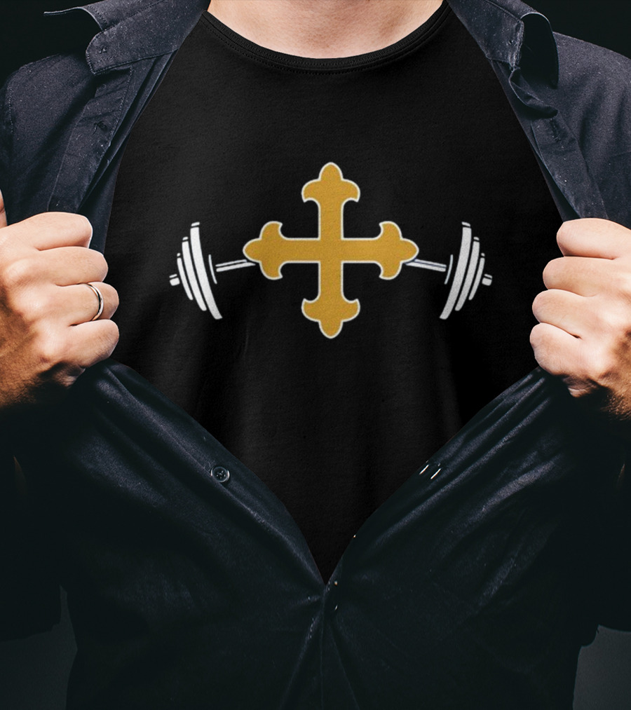 John Carroll Iron Streak Cross And Barbells T-Shirt