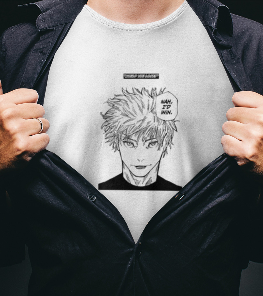 Goofyahhtees Nah I'd Win Manga Style Anime Character Confident Expression T-Shirt