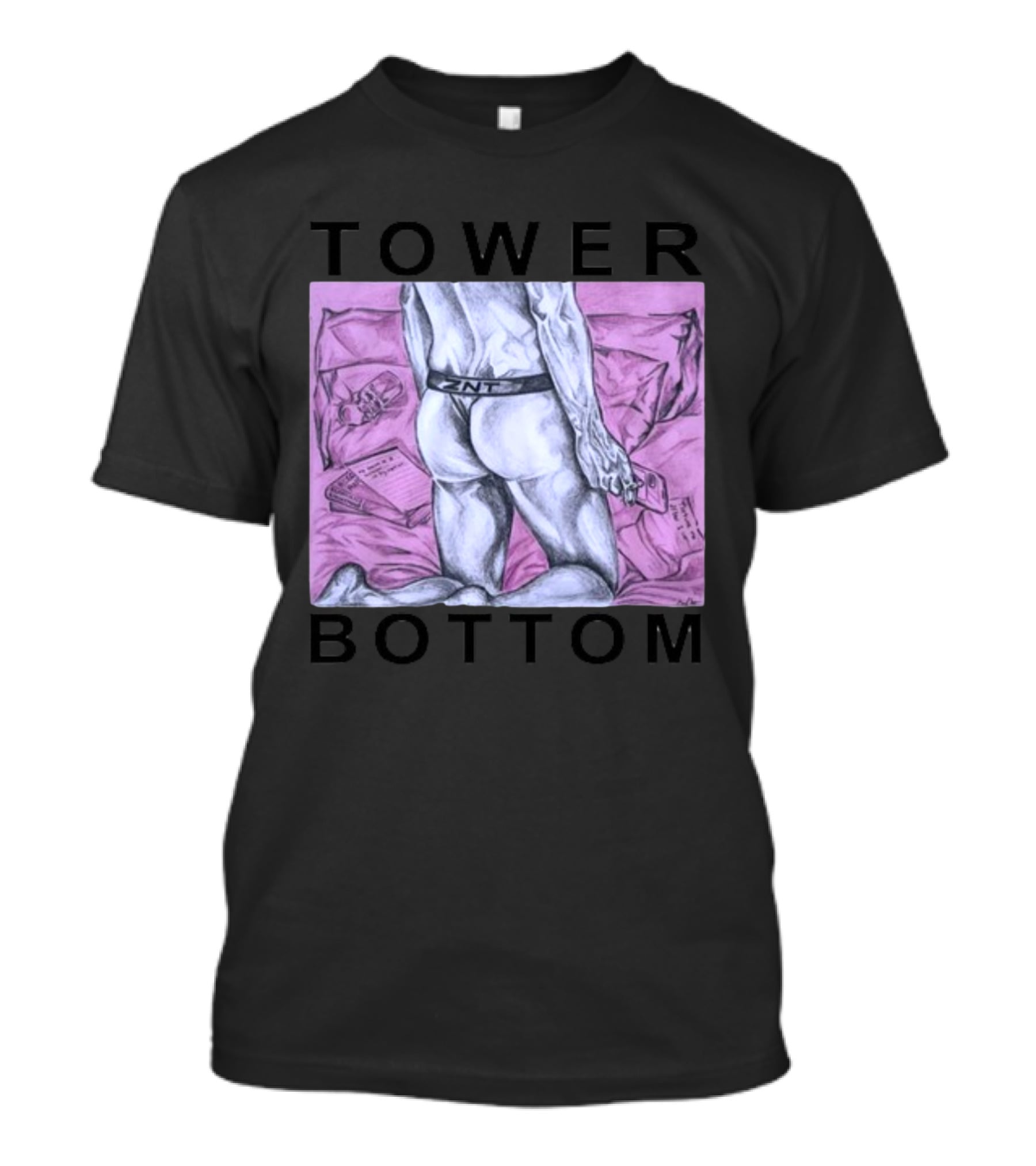 TOWER BOTTOM ZNT Drawing With Pink Background T-Shirt