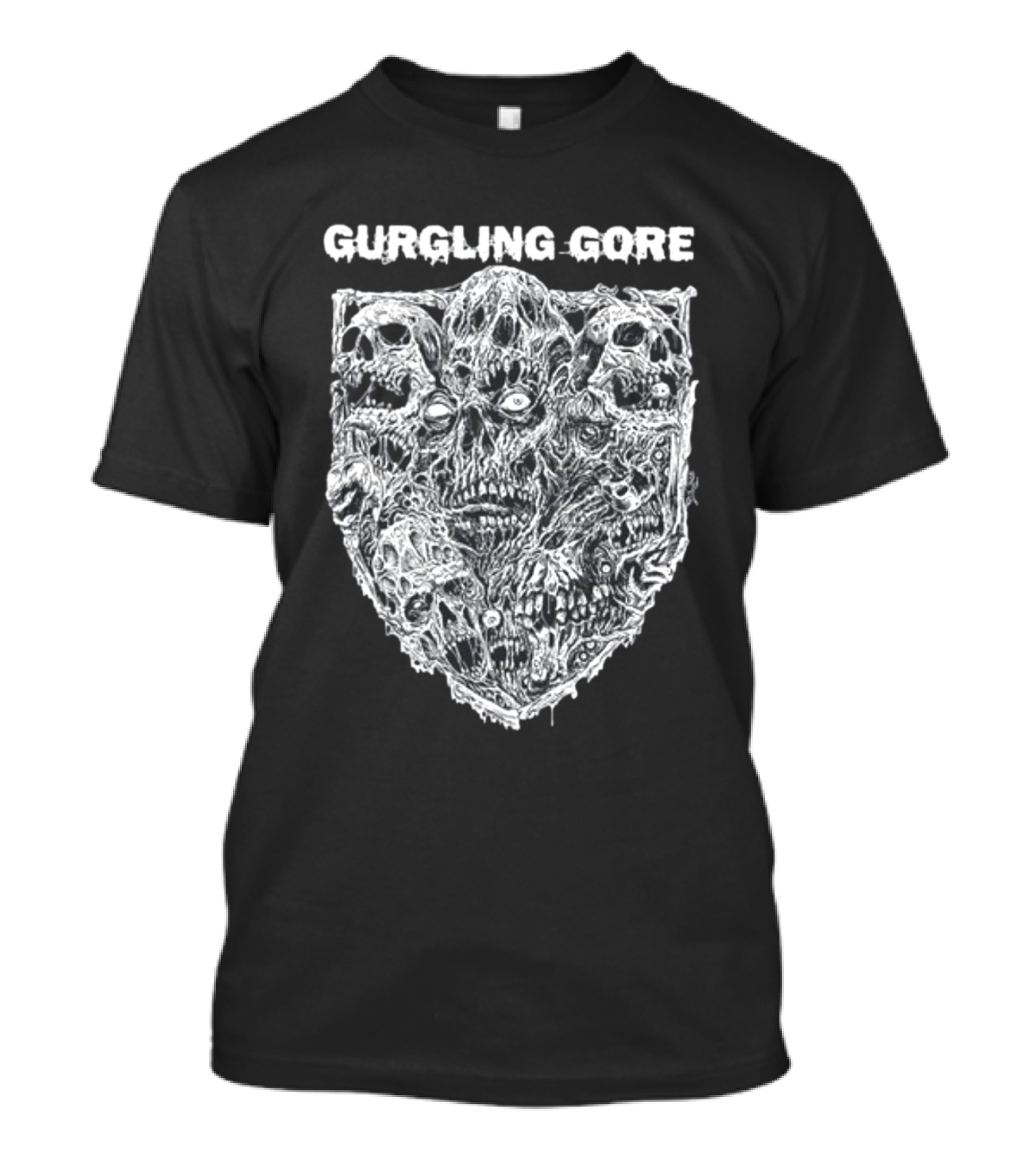 Gurgling Gore Skull Horror Shield T-Shirt